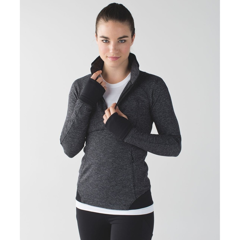 Lululemon Runderful 1/2 Zip Womens 8 Black Mini Check Pique Heathered Pullover